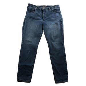 Lee Women Sculpting Jeans 35x28 Measured Slim Fit Skinny Leg Mid Rise Blue Denim